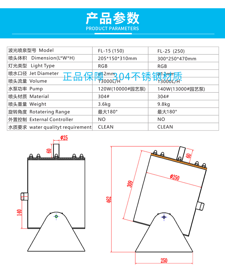 波光喷泉参数